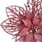 Pack of 4 Glittered Pink Poinsettia Christmas Ornaments 6"
